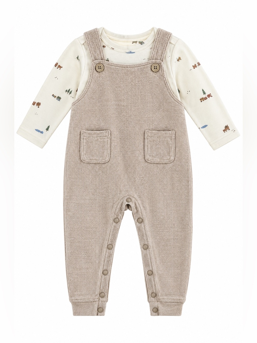 Carter’s Baby Boy Waffle Knit Overalls Woodland Bodysuit 2 Piece Set 6M
